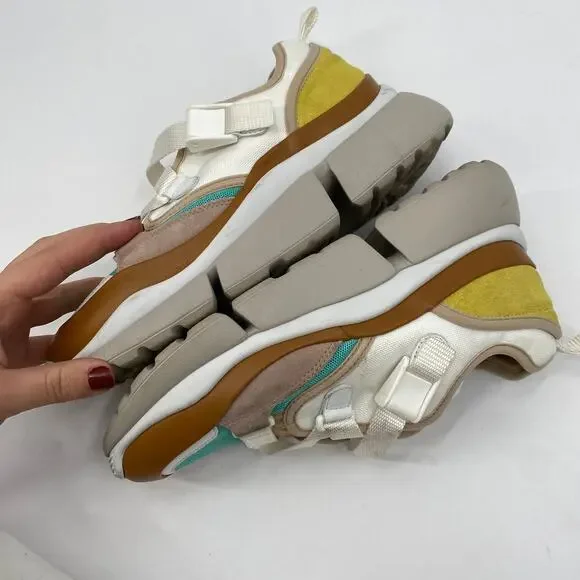 Chloe EU 37 Multicolor Leather Mesh and Suede Sonnie Low-Top Sneakers